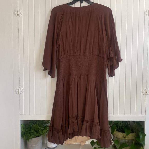 Mini Dress / Brown with Bead detail - Picture 7 of 10